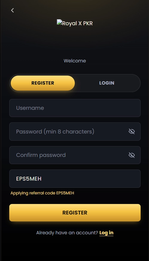 Royal x pkr Register